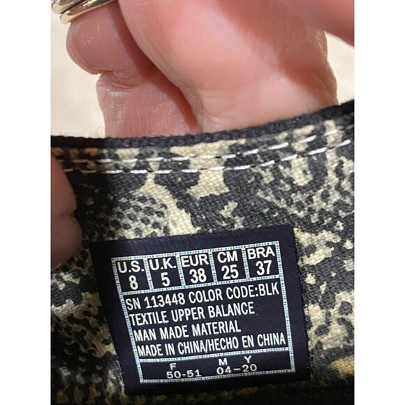 Bobs Black Canvas Slip-On Shoes W/Memory Foam Insole & Snake Print Interior S8 - Picture 5 of 8